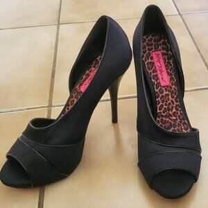 Betsey Johnson Black Peep Toe Heels – Size 9.5 – NWOT